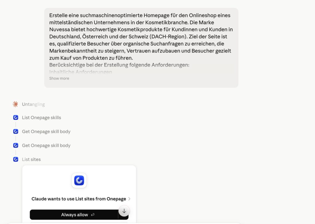 Einsatz der Werzeuge in Claude
